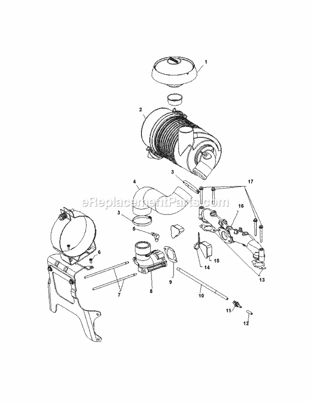 Kohler Cv740-3125 Air Intake Group Diagram and Parts List for M54-KH (53BH8CT4050) (2011 & After) Cub Cadet Sprayer
